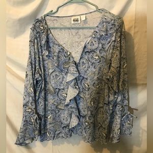 Jason Maxwell Paisley Long Sleeve Blouse with Flared Sleeves extra large